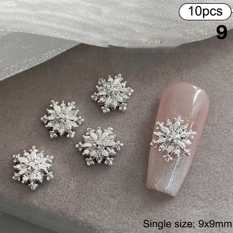 

10 шт. Снежинка сплав украшения для ногтей Подвески для ногтей DIY стереоскопические Высокое качество Несколько стилей Подвески для ногтей Энтузиасты нейл-арта