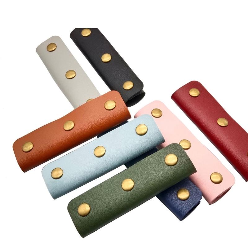 2 Pieces Leather Handle Wrap for Handbags Bucket Bags Luggage Grips with Buckle Suitcase Bag Handle Covers Sleeve