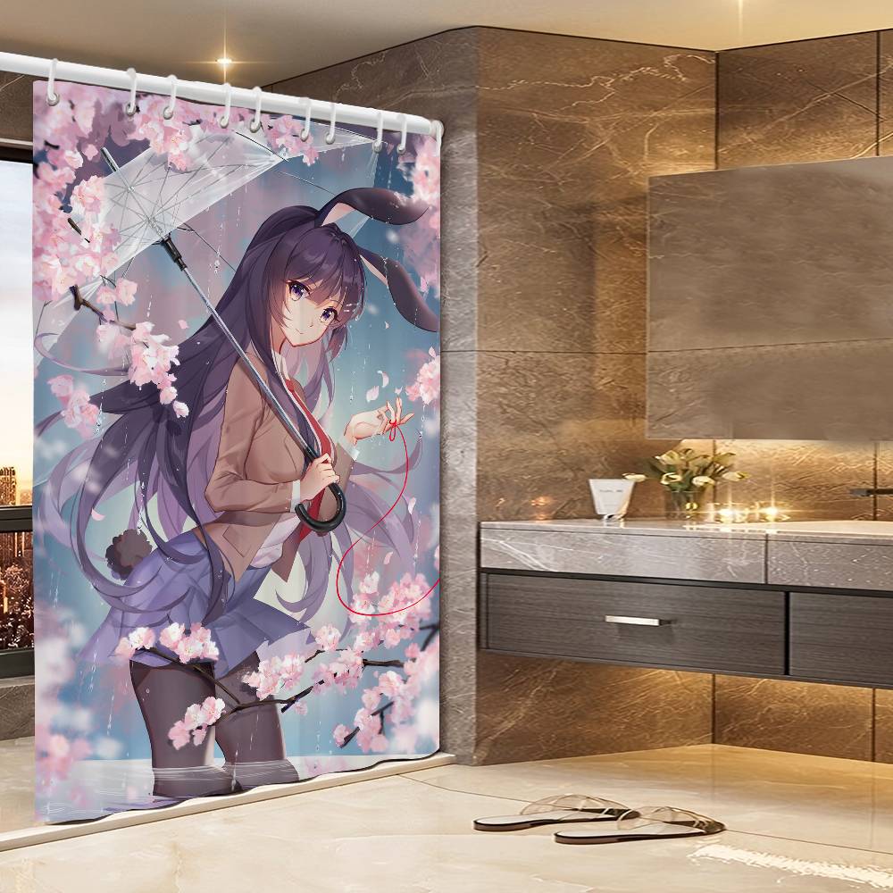 Anime Mai Sakurajima Shower Curtain - Water-Repellent And Leak-Resistant, Mold And Mildew Resistant For