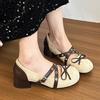 Fashion Mary Jance Women High Heels Shoes Bow Fashion Chunky Shoes Designer Dress Pumps Autumn 2025 Luxury New Bow Party Chaussure Femme