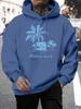 Beach Coconut Trees Creative Printed Men Hoodies Multicolor Loose Hoody Autumn Fleece Streetwear Pocket All-Match Unisex Tops
