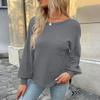 Women's Casual Fashion Long Sleeve Open Back Round Neck Top