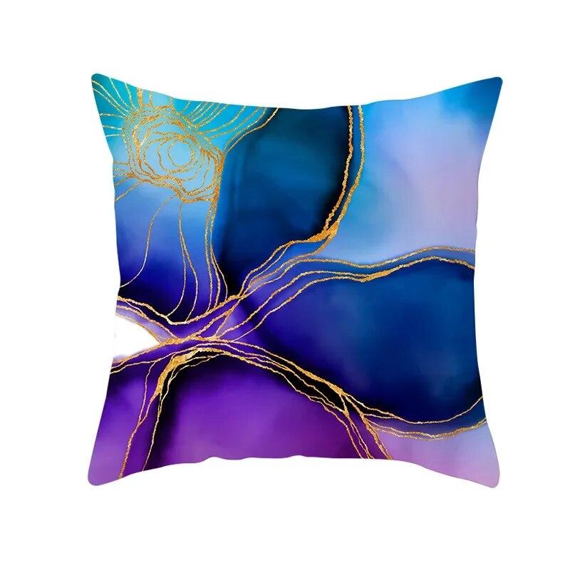 45x45cm Light Luxury Blue Abstract Print Throw Pillow Cover Sofa Cushion  Marble Stripe   Home Decor
