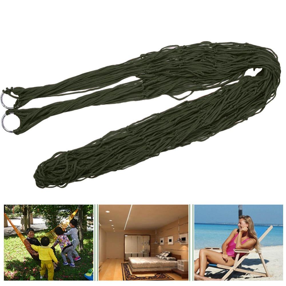 

Smooth Net Nylon Mesh Hammock Strong Load-Bearing Capacity Sleeping Net Bed Camping темно-зелений колір