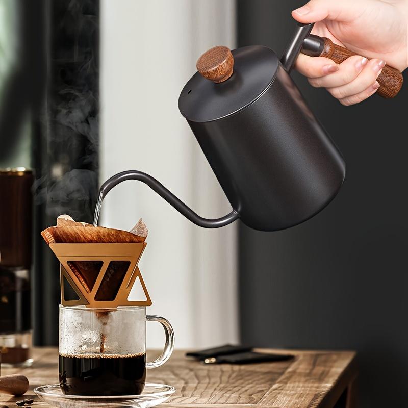 600ML Nerezová konvice na kávu Pour Over s dřevěnou rukojetí Dlouhá hubička Dripová konvice pro domácího baristu