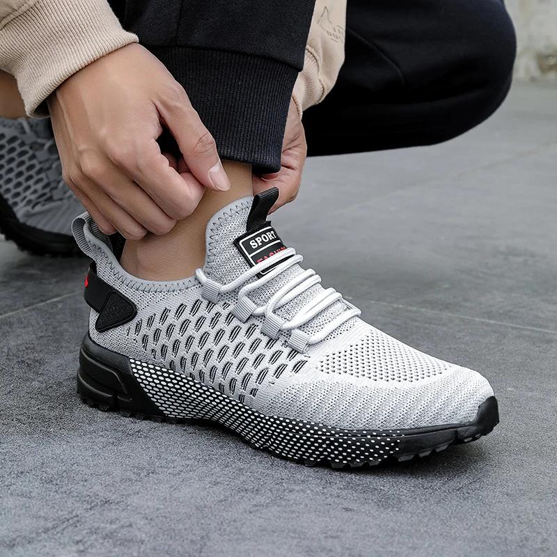 Summer Men's Shoes Mesh Breathable Shoes Men's Trendy Versatile Flat Bottom Casual Lace Up Training Sports Shoes