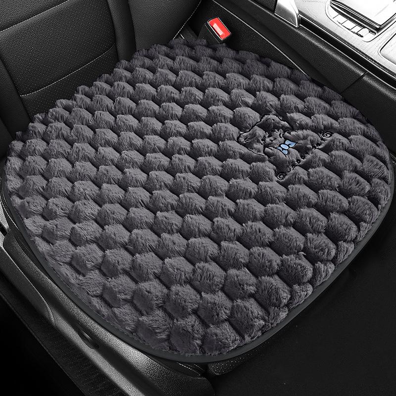 New Cartoon Bear Car Seat Cushion Winter Plush Warm Thickened Anti-slip Seat Cover Cute Ladies Universal Car Accessories