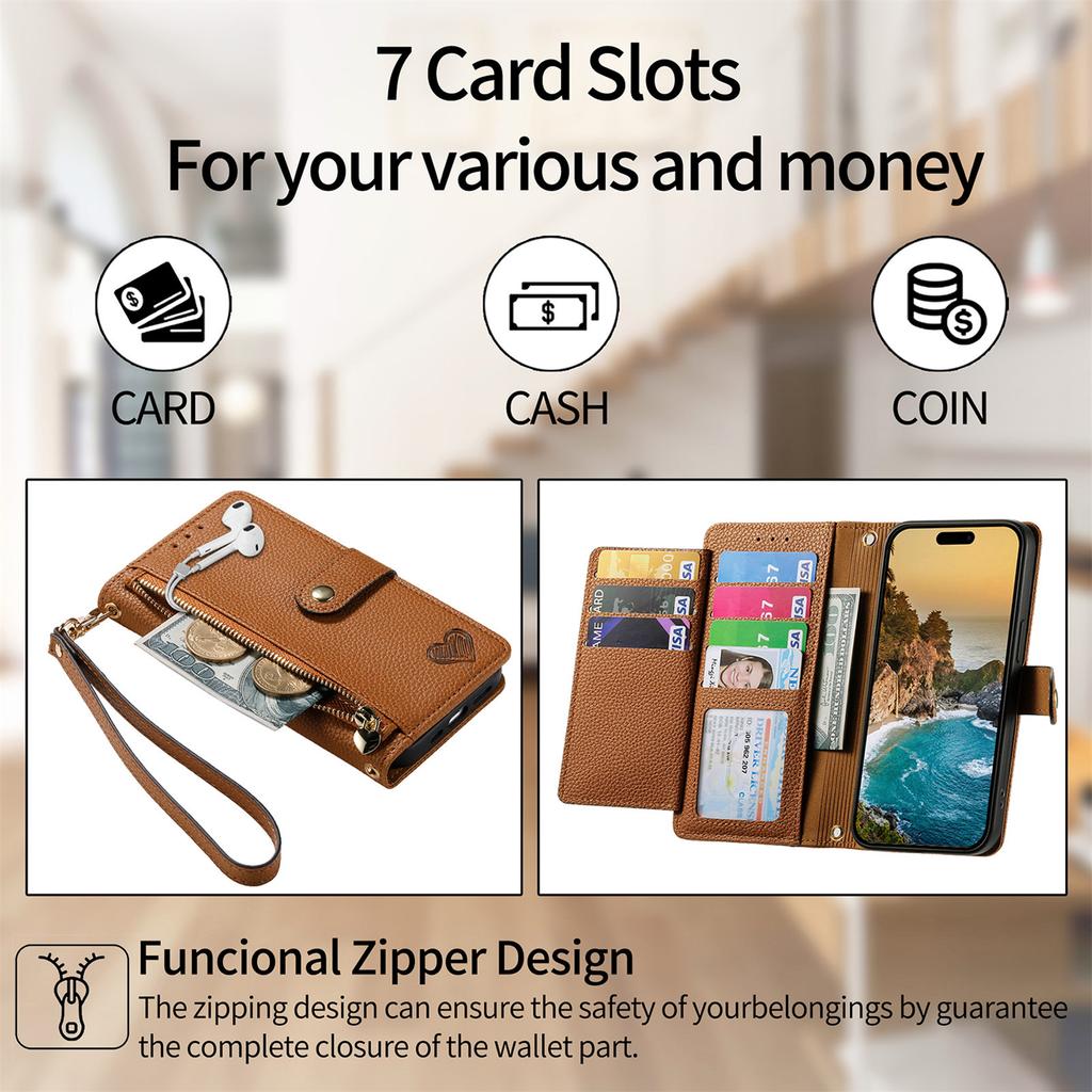For Xiaomi Redmi Note 14 Pro 5G/Poco X7 5G Case RFID Blocking Zipper Pocket Leather Wallet Phone Cover with Strap