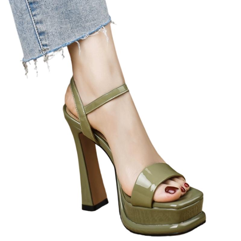 Mode High Heels Damen Sandalen Plateau Schuhe mit eckiger Zehenpartie Kleid Elegante Pumps Frau Mode Hausschuhe 2025 Trend Sommer Zapatillas Mujer