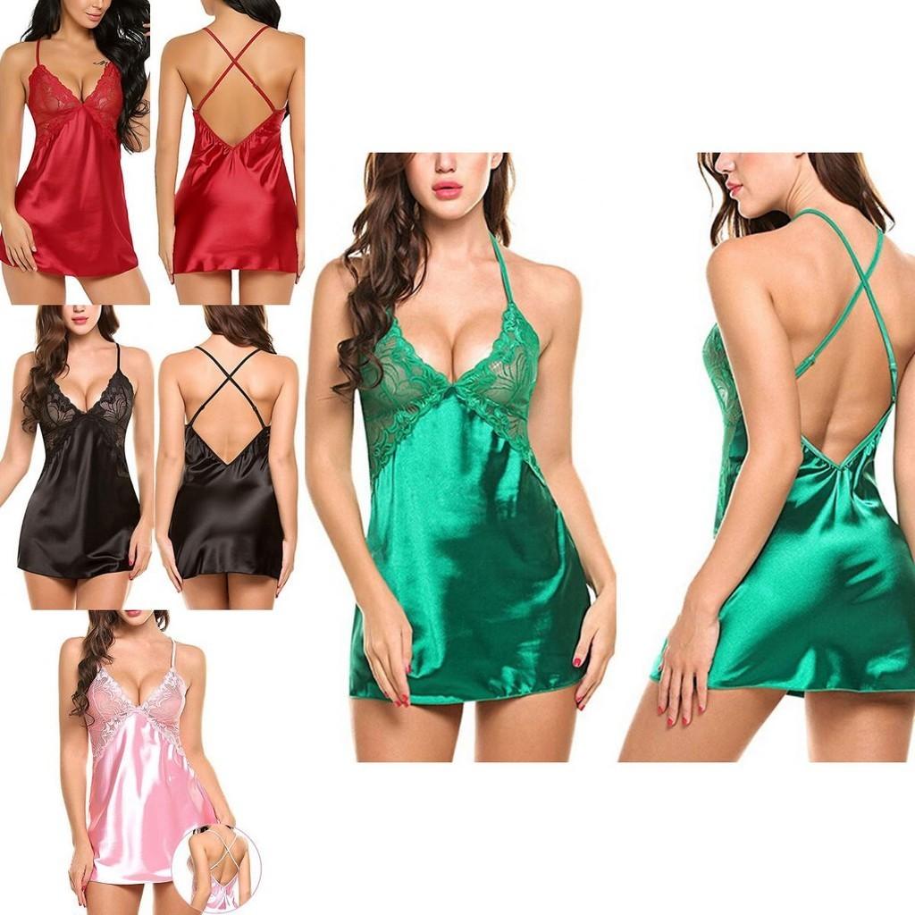 Elegant Women Lady Sexy Lace Sleepwear Satin Nightwear Lingerie Pajamas Suit Size S-xl For Ultimate Comfort