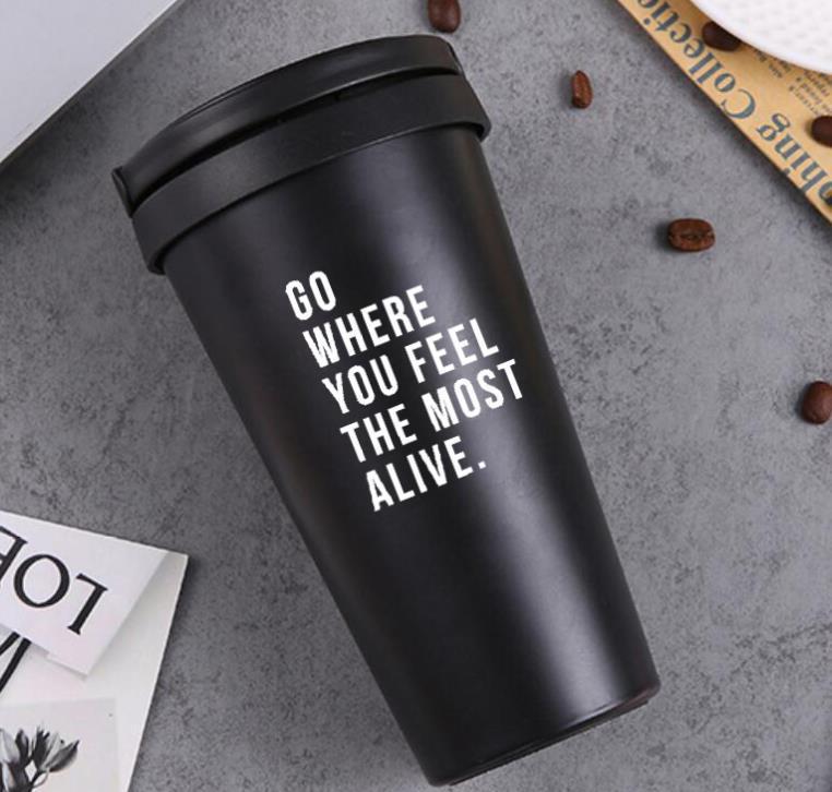 Kreativní izolovaný cestovní hrnek z nerezové oceli s uchem