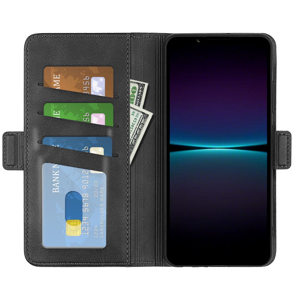 

For Sony Xperia 1 VI Case Wallet Flip Folio Leather Cell Phone Cover Dual Magnetic Clasp Black