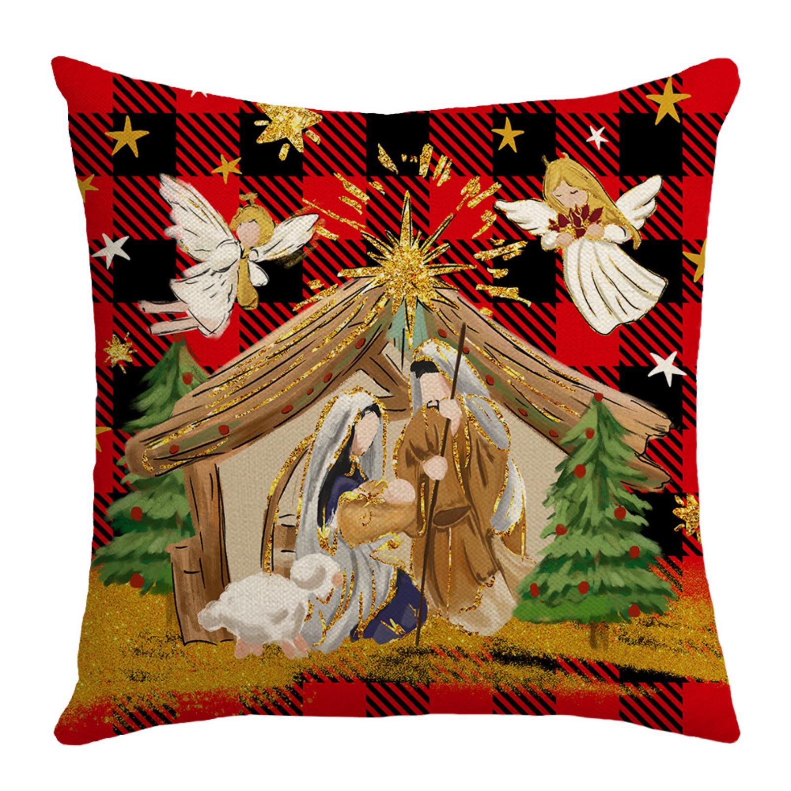

Christmas Series Pillowcase Christmas Holiday Atmosphere Decoration Living Room Sofa Cushion Printed Pillowcase Atmospheric Decorative Linen Pillow One Size