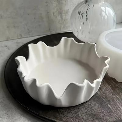 Irregular Storage Tray Silicone Mold Gypsum Candlestick Fruit Tray Ceramic White Creative Cooking Plates Household Accessories