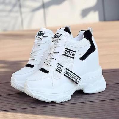 Mode Unsichtbare Plateau Innenhöhe Erhöhende Damenschuhe 12cm Super High Heels, Koreanische Version Lässige Sneaker, Keil Damenschuh