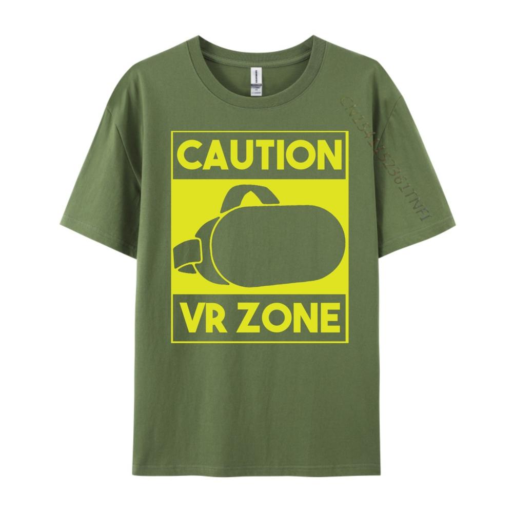 Caution Vr Zone Vr Gaming Virtual Reality Gamer Oversized T Shirt Brand Clothing Tshirt Funny Camiseta