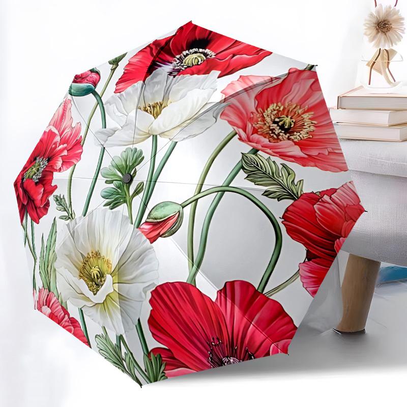 

1pc Floral Pattern Automatic Folding Umbrella - Portable Collapsible Design, 8-Rib Iron Frame yy251209054