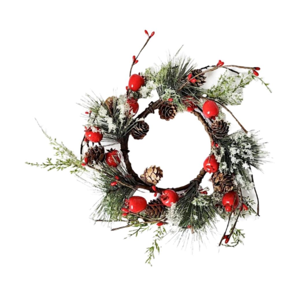 Christmas Candle Ring Wreath Cabinet Wreath for Window Wall Decor Wedding