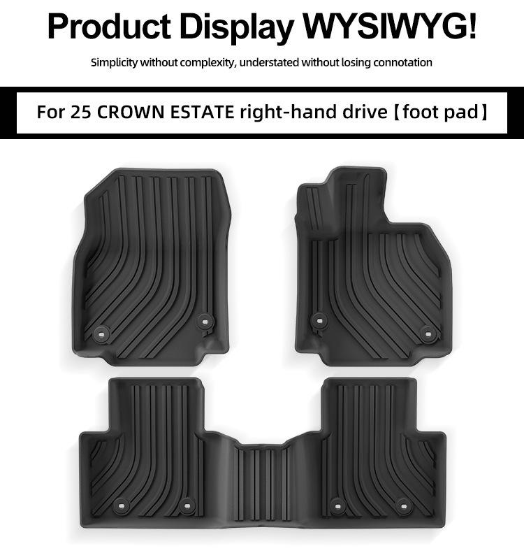 Fits 25 CROWN ESTATE models: TPE floor and trunk mats for cross-border cars.