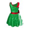 Dětské Dívčí Flitrované Vánoční Šaty Vánoční Novoroční Šaty Velká Mašle Proužek Pódiové Vystoupení Santa Claus Párty Taneční Oblečení
