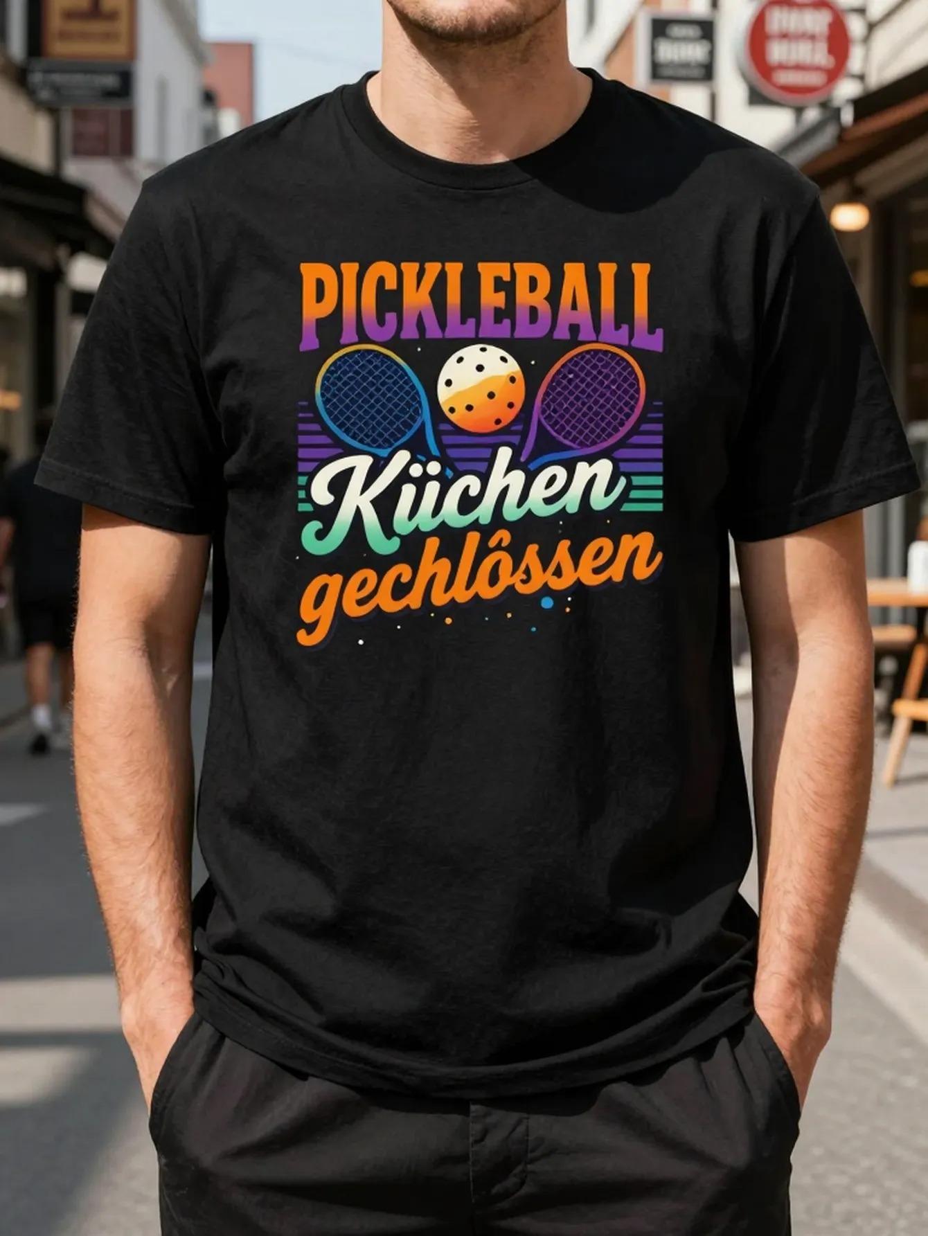 

Pickleball Kuchn geschlossen Mens Cotton TShirt Retro Vintage Athletic Casual Black - Men s Summer Cotton Graphic Tee S разноцветный