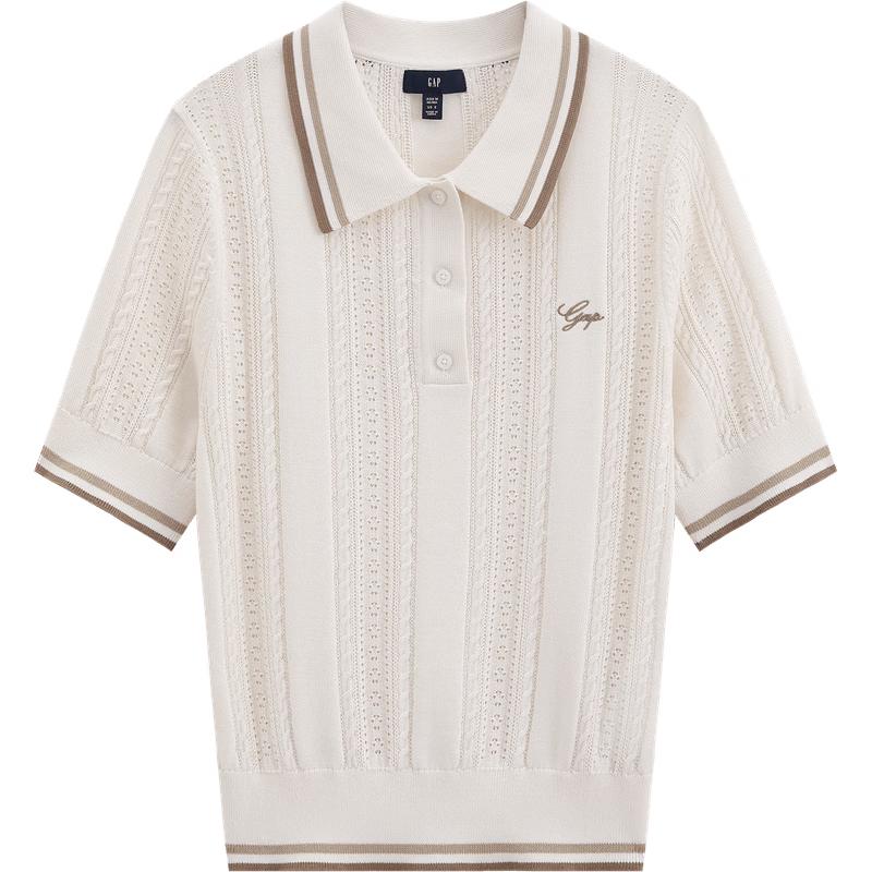 

GAP Women s Lyocell Blend Logo Knit Short Sleeve Polo Shirt 165/88A