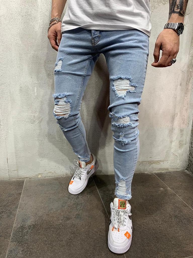De Distressed Slim Elastic All Distressed [Petit Francais] Jeans, Fit, Stylish, Stretch, Waist, Men's Pants, Khaki, Seasons, Cool, Spring/Autumn,