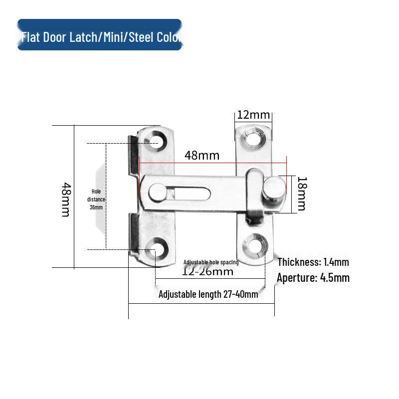 Black Stainless Steel 90° Latch for Small Doors: Anti-theft Right Angle Sliding Door Hasp Lock.