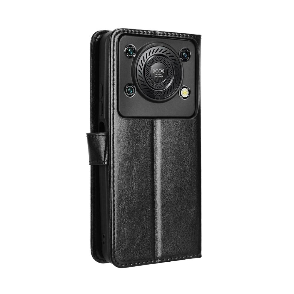 For Oukitel C60 Pro/Oukitel C60 PU Leather Case with Strap Crazy Horse Texture Phone Wallet Cover