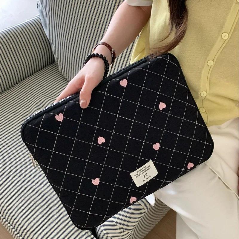 11/13/15 Inch Universal Korean Fashion Tablet PC Case Jacquard Heart Laptop Comupter Storage Bag Portable Large Capacity Bag