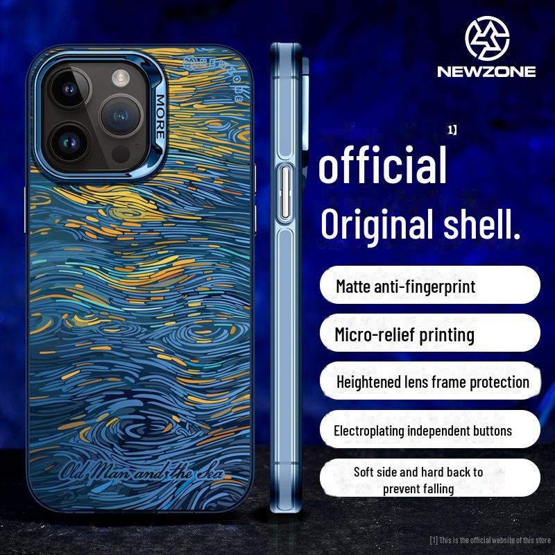 "Van Gogh Schneeb Berg Stoßfestes Mattes Silber Case für iPhone 16/15/14 Pro Max"