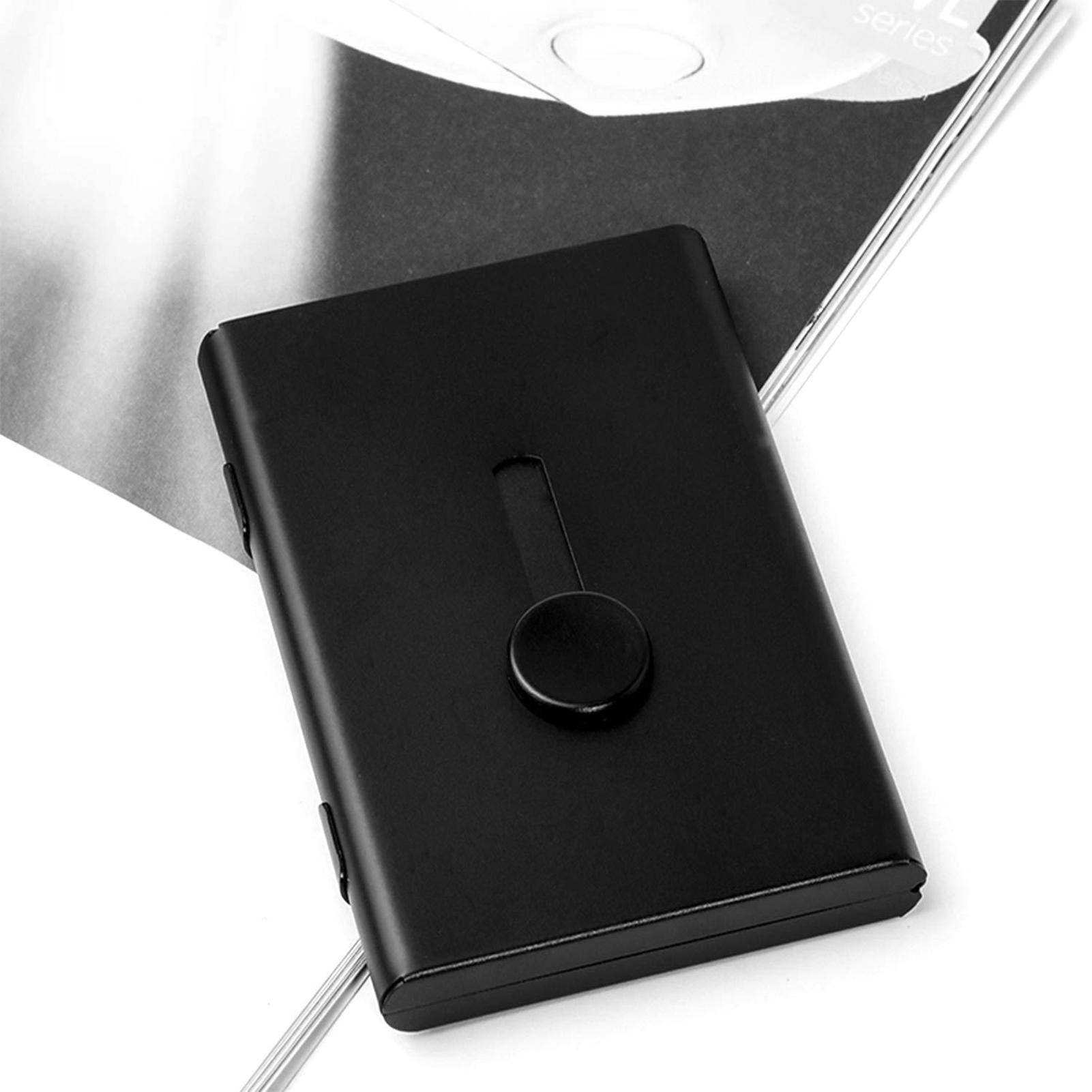 

Business Card Holder, Aluminum Material Business Card Holder (9.4 x 6.6 cm) with Rounded Edges and Corners, Can Hold Up to 10-18 Cards
