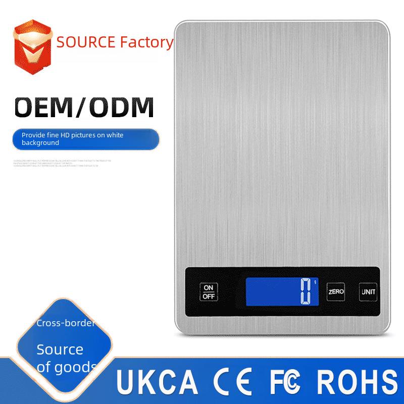 

15 kg Stainless Steel Digital Kitchen Food Scale Metal White English Battery 5kg/1g