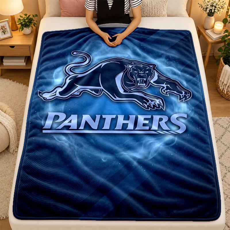 Flannel BlanketPenrith Panthers Warm Soft Throw Blanket for Indoor Sofa Bed Living Room Use
