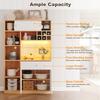 Kitchen Cabinet with LED Buffet Cabinet, with One Drawer, Three Doors and Shelves for Storing Cutlery, Large Space for Microwave. W115×D35×H180cm