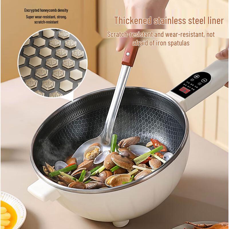 OIMG Stainless Steel Electric Stir-Fry Wok with Steamer