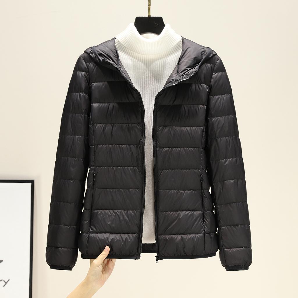 High-end light and thin down jacket women's new light and short white duck down fashionable winter hooded jacket