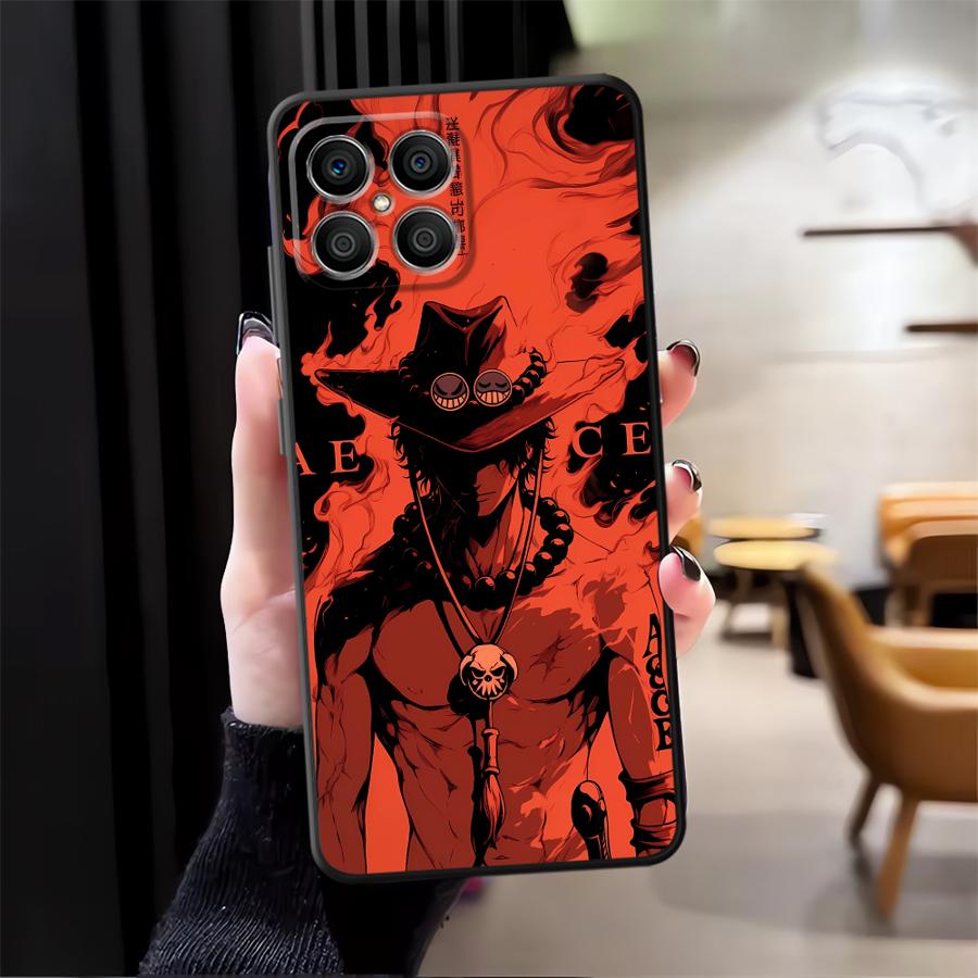 Ones Pieces Luffys Ace Case for Honor X6 X5b X8 70 X7 200 400 Lite Magic5Lite 8X 90 X9a Black Soft Phone Cover