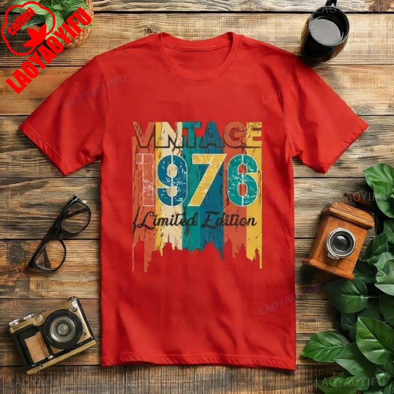 Vintage 1976 Shirt 48th Birthday Gifts For Unisex Wounisex Commuter Tee Hipster Street Fashion Casual Style Tops Tee Graphic T Shirts
