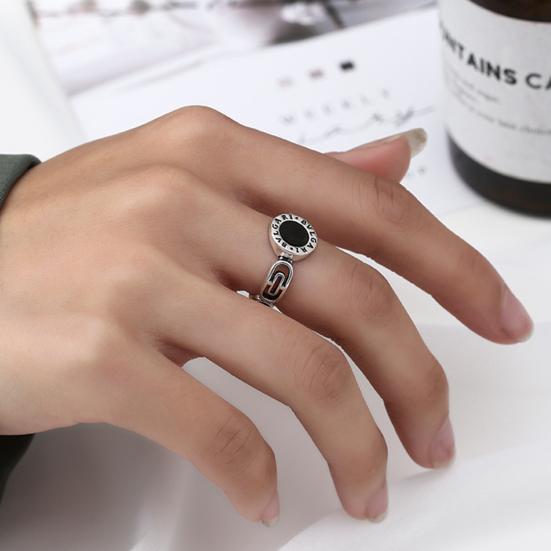 Yousheng Couple Ring Punk Style Decorative Open Design Adjustable All-match Jewelry Gifts Geometric Men Women Faux Gem Decoration Finger Ring for