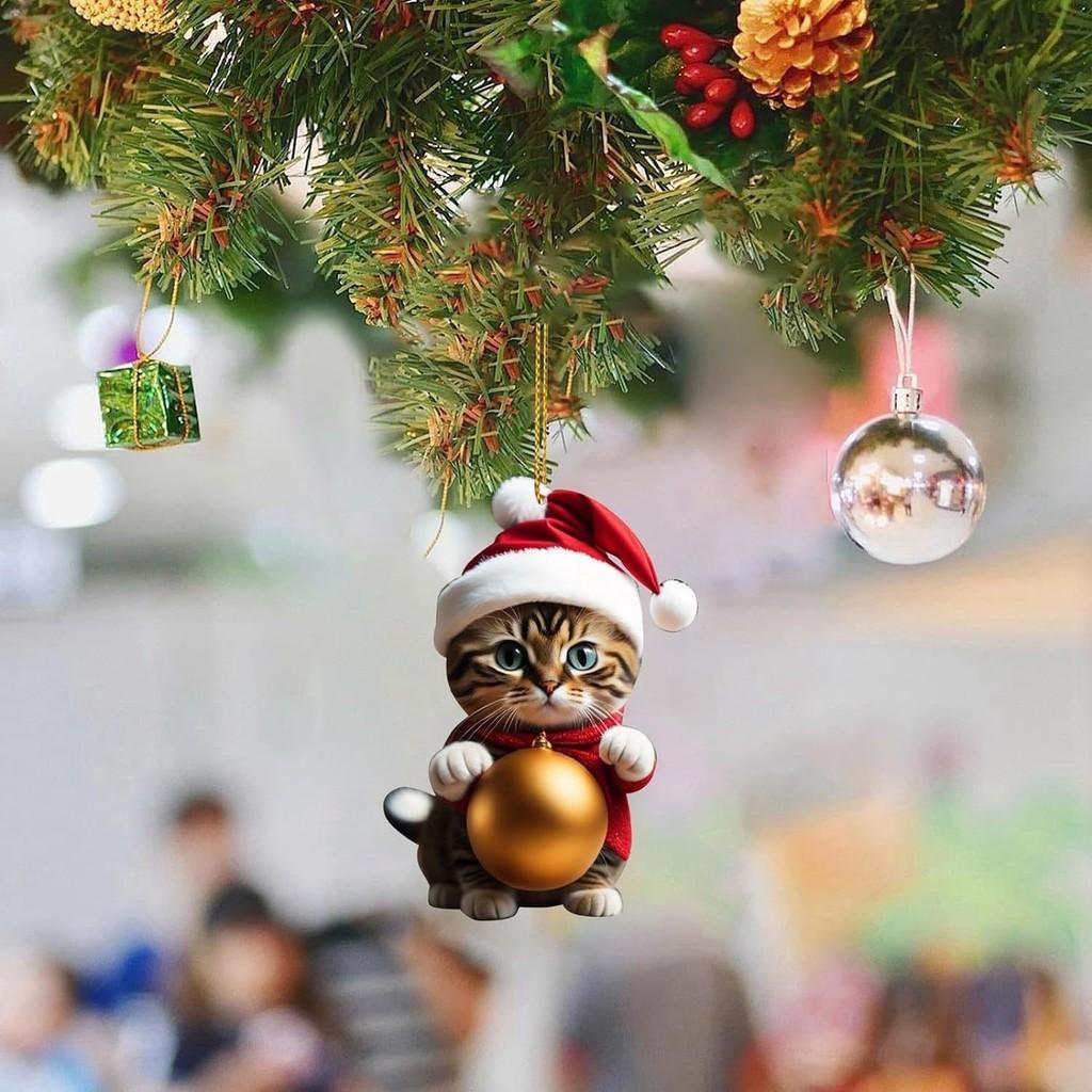 Cartoon Gift Cute With Cat Pattern Acrylic Pendant For Decoration Christmas