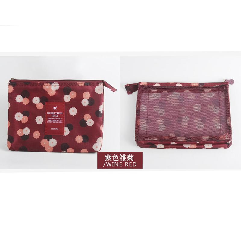 

2Pcs Women Printed Cosmetic Bag Washable Waterproof Makeup Storage Pouch Portable Travel Toiletry Organizer коричневый