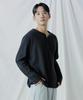 POLYGRAM Washable Semi-Crop Henley Neck Long Sleeve - Black