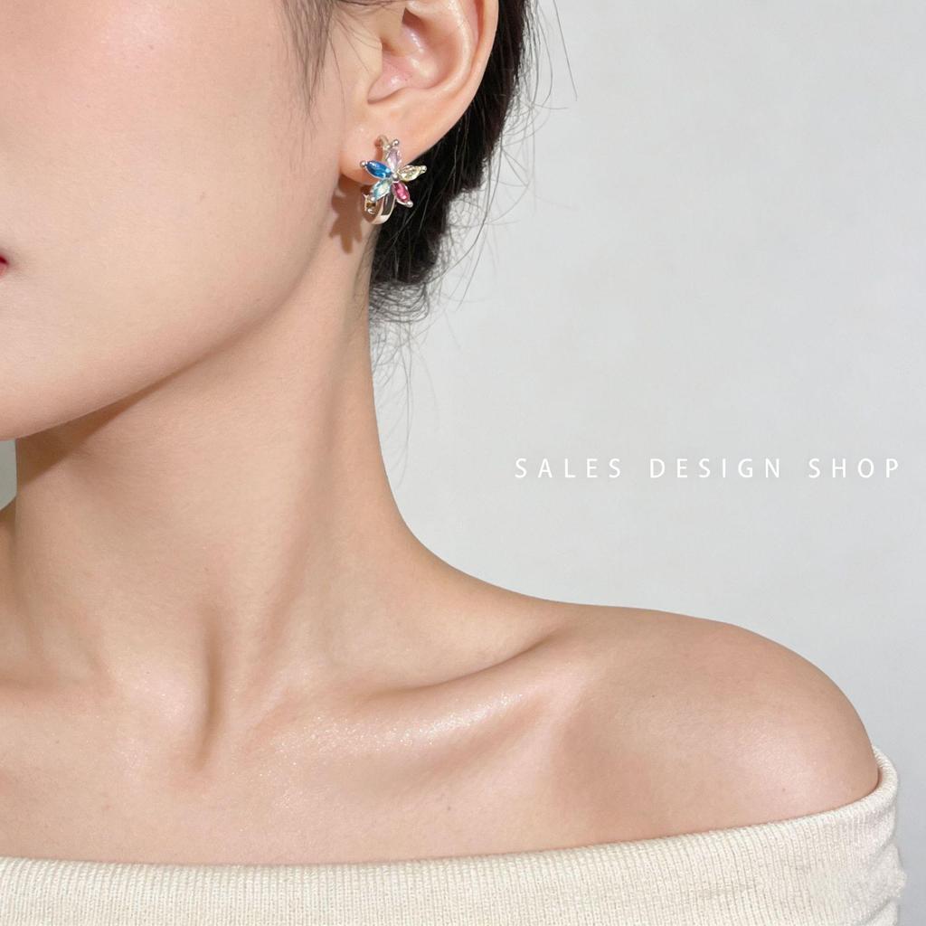Colorful Zircon Five-Pointed Star Ear Cuff: Versatile & Fashionable Korean Design