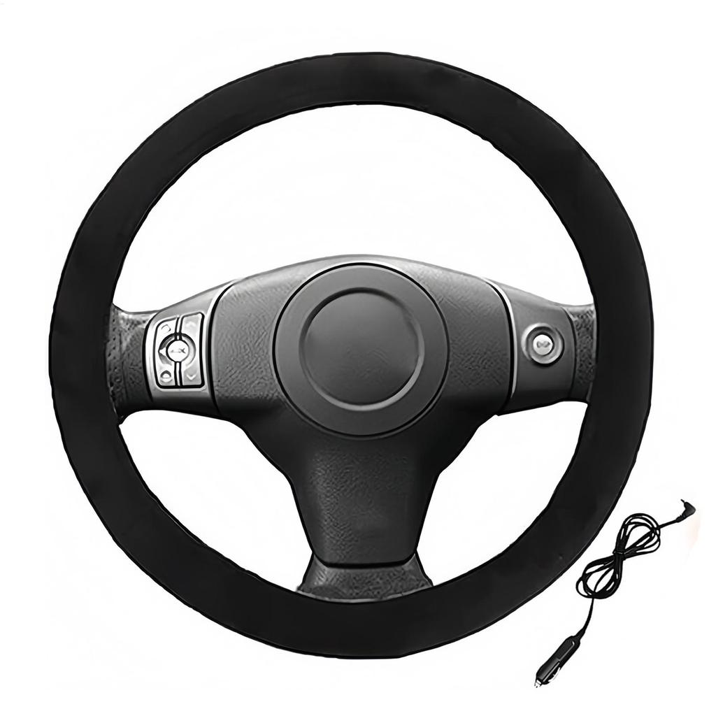 Steering Wheel Cover 12V Plug-in Winter Heated Steering Wheel Protector For Road Trip Travel Daily Commute Minivan