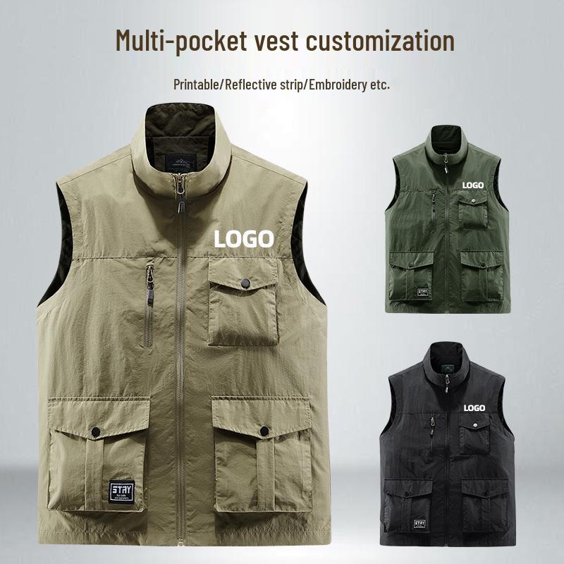 

Men s Outdoor Quick-Dry Multi-Pocket Sleeveless Fishing Vest L сірий колір