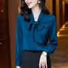 Elegant Women Chiffon Shirt Korean Blouse Office Lace Mesh Long Sleeve Ruffles V NeckTops Casual Vintage Pullovers Blusas