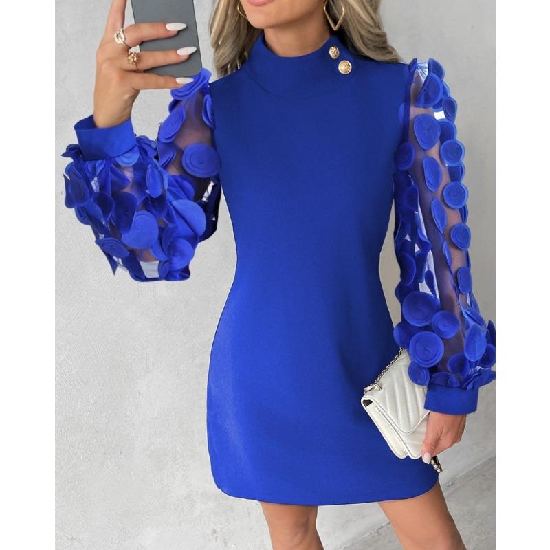 YYFS Women's Fashion Fall Winter Solid Color Print Long Sleeve O-Neck Casual Dresses