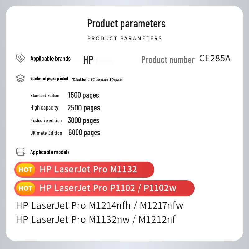 Compatible HP 85A CE285A Black Toner Cartridge