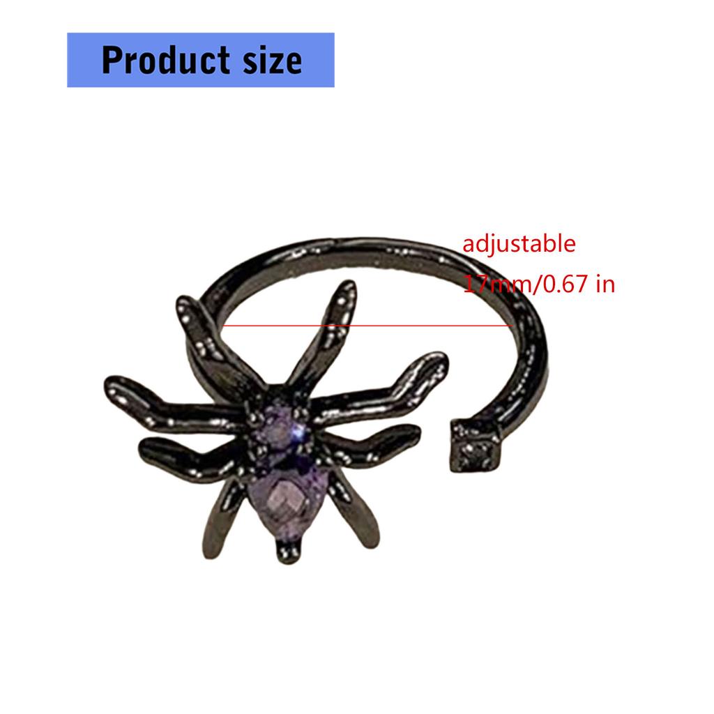 Dark Purple Spidera Punk Ring Adjustable Gothic Jewelry For Halloween Cosplay And Retro Fashion